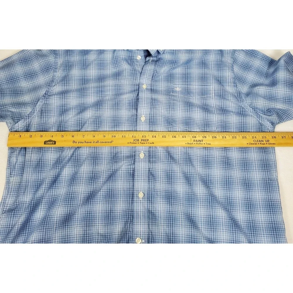 Dockers Mens XXL Blue White Plaid Short Sleeve Button Down Shirt Cotton Blend - Picture 7 of 8
